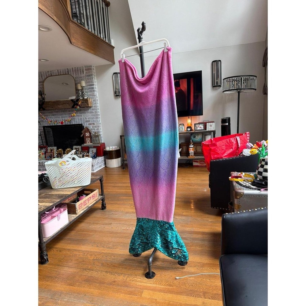 Mermaid Tail Soft Blanket Blue Pink Purple Sparkle Blue Sequin